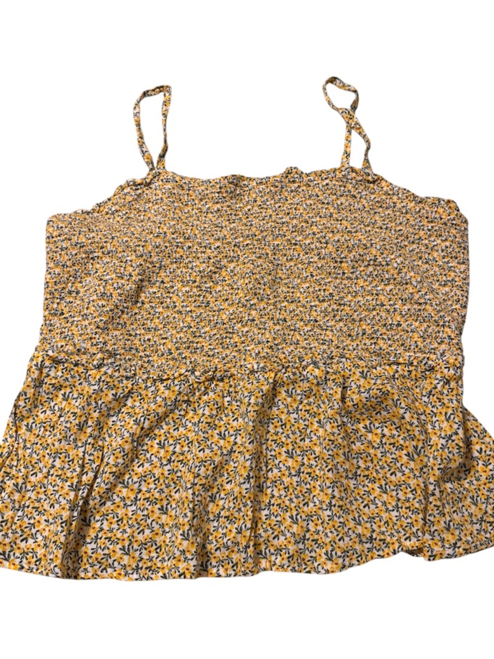 Yellow ~ Floral ~ Smocked ~ Summer ~ Top ~ Bodice w/ Adjustable Straps ~ XL